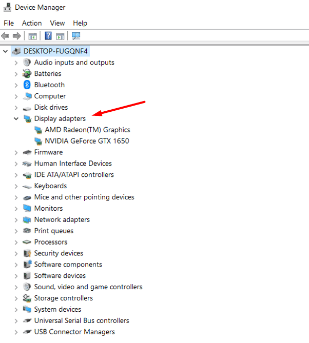 display adapters on device manager