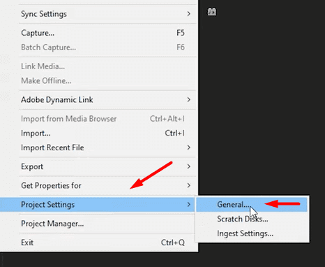 select project settings general