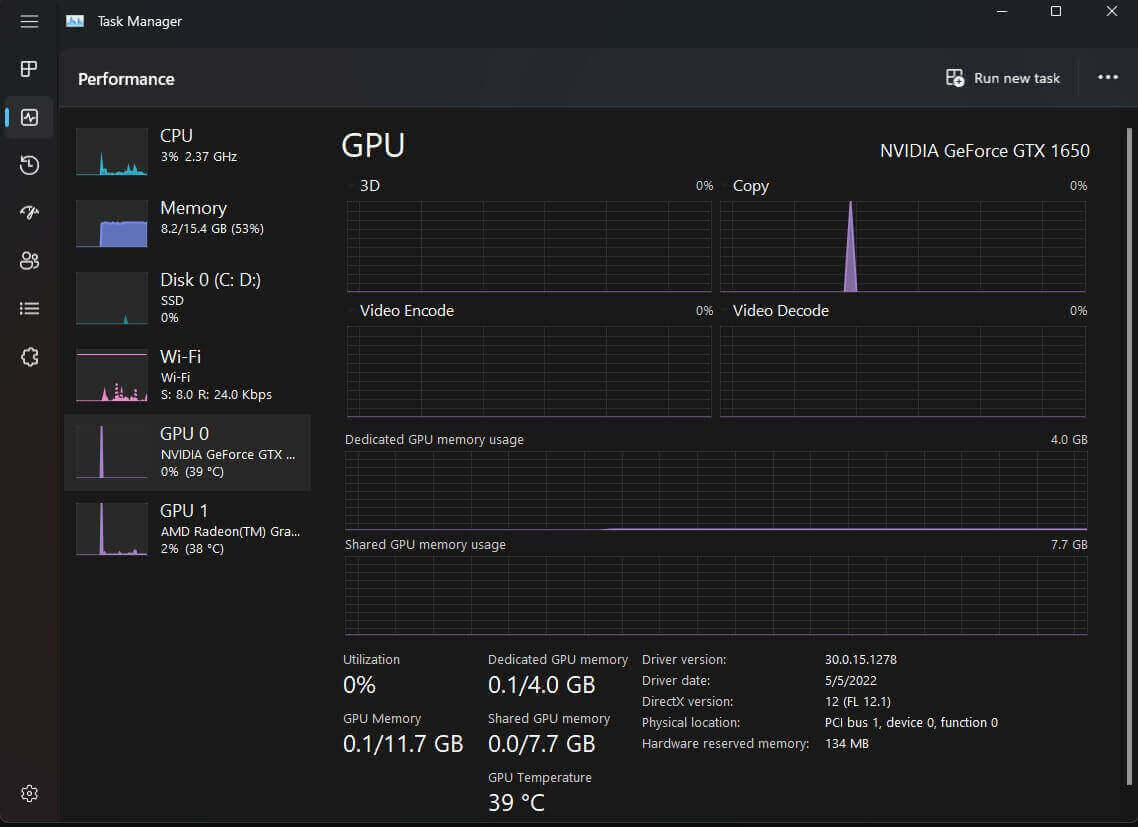 gpu temperature on task manager