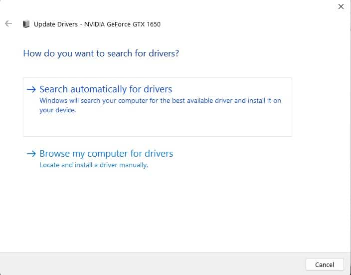 search automatically for drivers