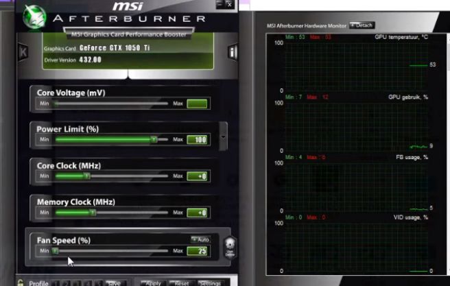 changing fan speed of gpu through MSI Afterburner